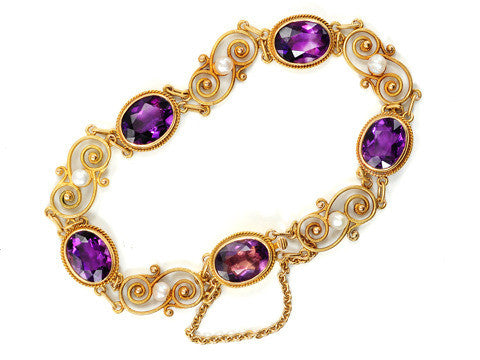 Edwardian Pearl & Amethyst Bracelet