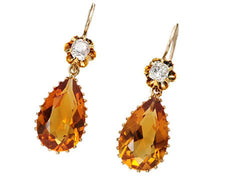 Antique Citrine & Diamond Earrings