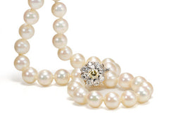 Strand of Pearls & Diamond Cluster Clasp